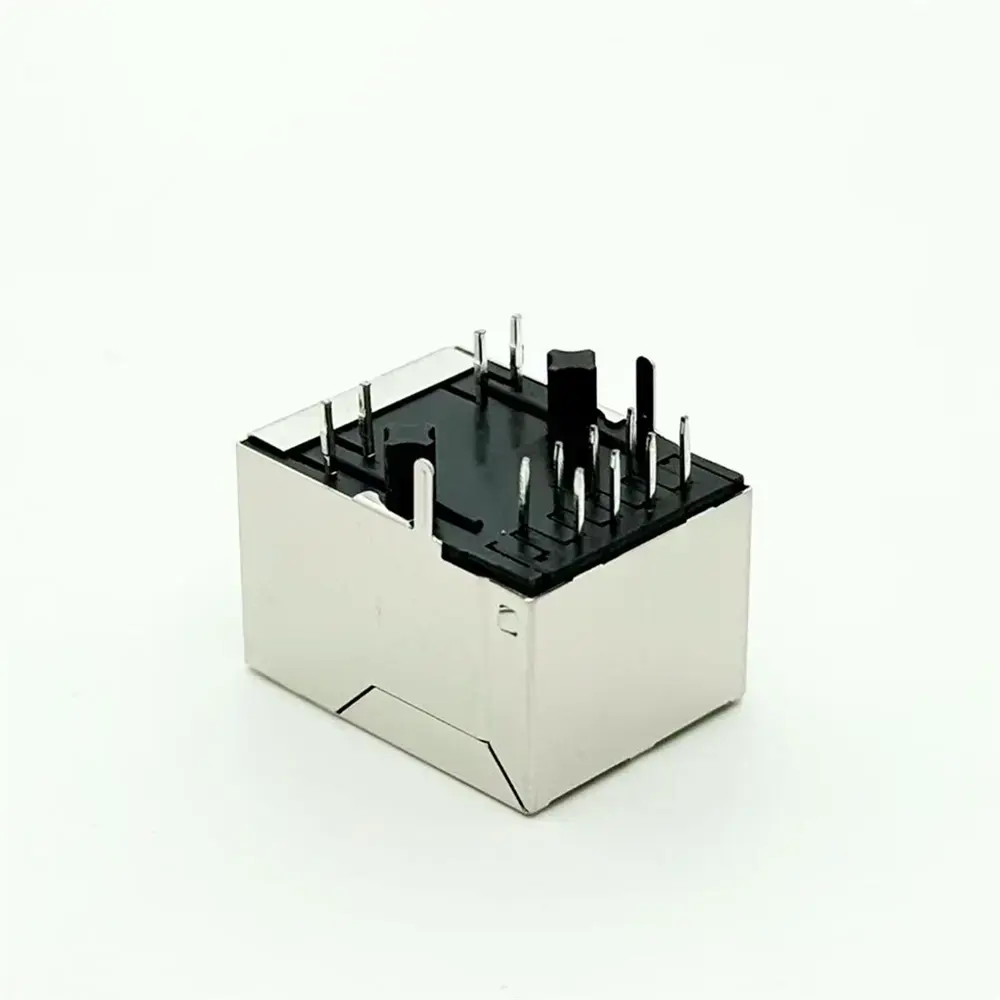 1X1 Port 100Mbps RJ45 Connector 8P8C Vertical Mount Shielded Jack with Green/Yellow LED Indicators