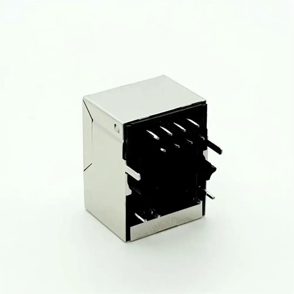1X1 Port 100Mbps RJ45 Connector 8P8C Vertical Mount Shielded Jack with Green/Yellow LED Indicators